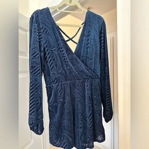 Ecote Anthropologie Velvet Romper - blue (M)